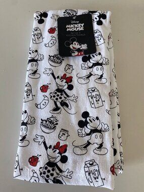 2 Pack Disney Mickey & Minnie Mouse Breakfast Coffee Kitchen Towels 16 X 26” NEW